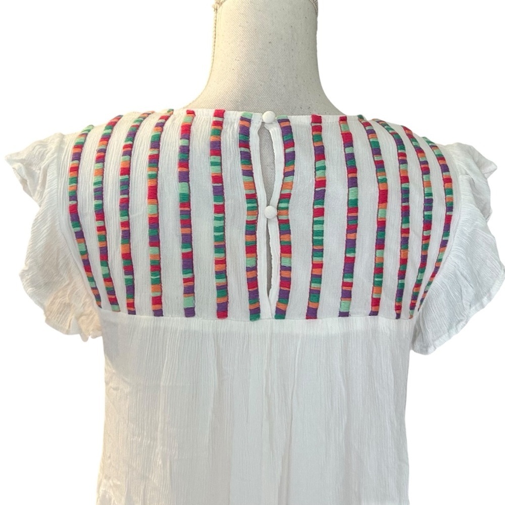 Studio West Cabo Cantina Embroidered Shift Dress White Womens SZ Small Beach NEW - Picture 8 of 10